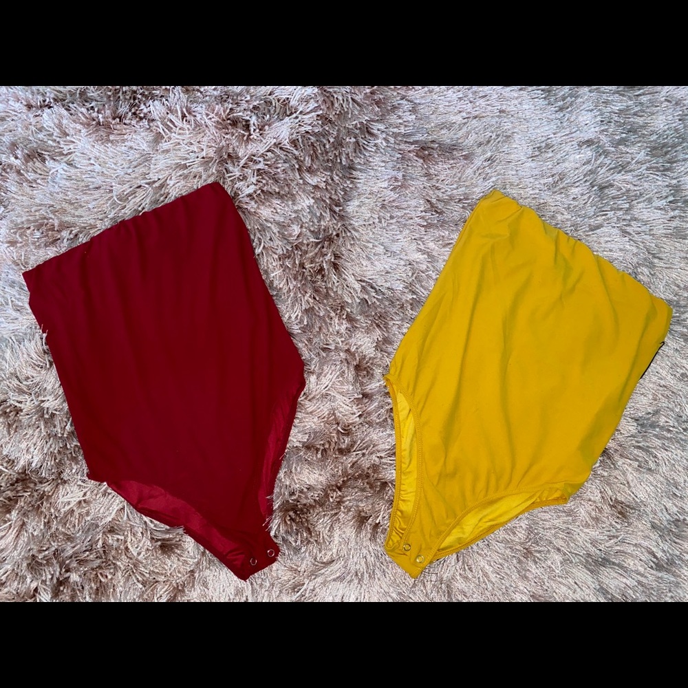 Red strapless bodysuit